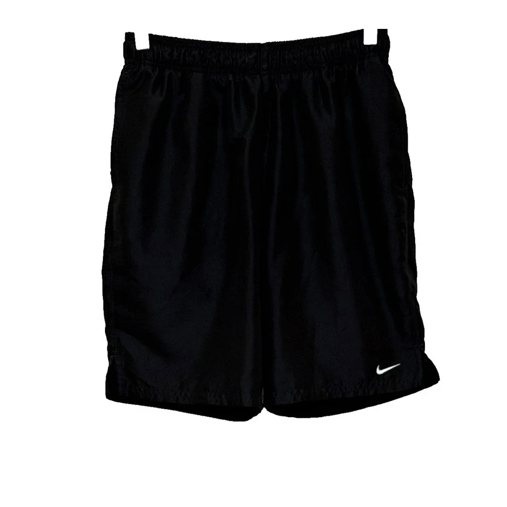 Nike Swim Trunks Mens Sz Small Black Elastic Drawstring Waist Mesh Lined Pockets